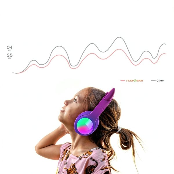 FosPower Kids Wireless Headphones LED Cat Ears Safe Volume-4