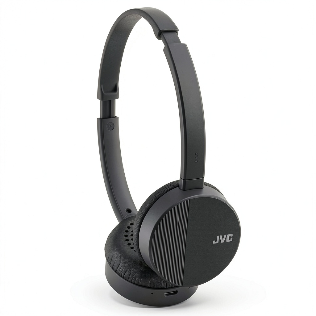 JVC FLATS wireless headphones in Black and Blue colors displayed in a folded position