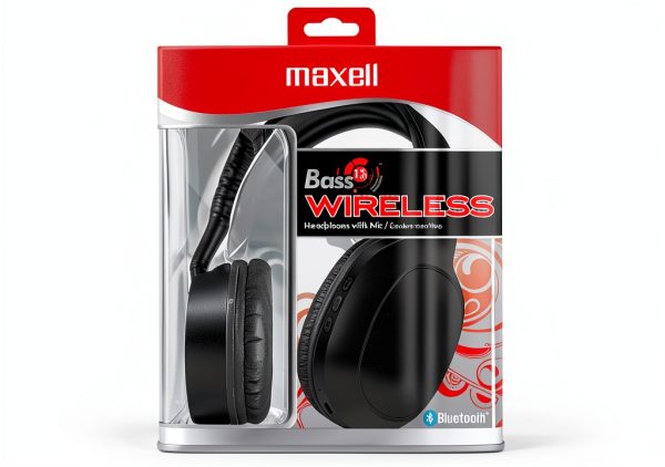 Maxell Bass 13 Wireless Headphones Mic Black 199793-5