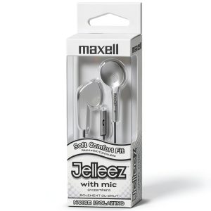 Maxell Jelleez Soft Earbuds with Mic White Durable Cord-0