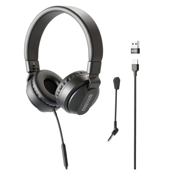 Maxell Wired Headphones USB C DAC Boom Mic Gaming-0