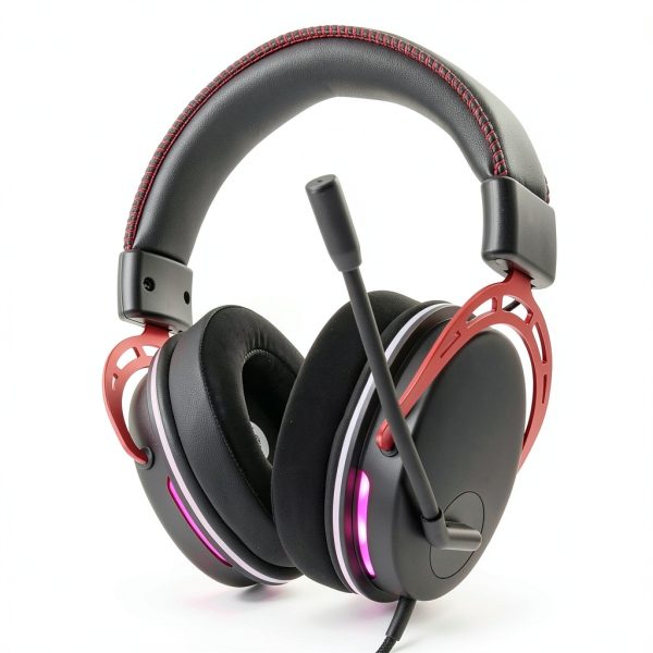 RadioShack Gaming Headphones 7.1 USB 50mm Drivers Black Red-0