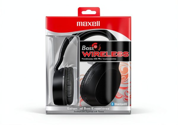 Maxell Bass 13 Wireless Headphones Mic Black 199793-0