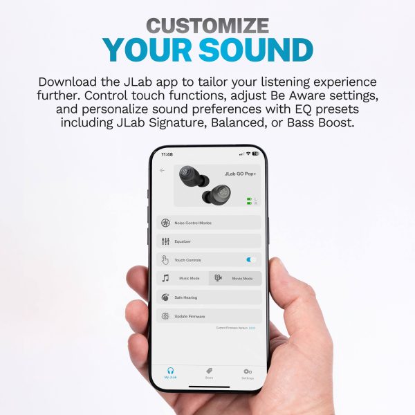 JLab GO Air POP Wireless Earbuds Long Battery Touch Controls-5