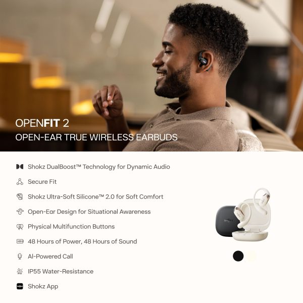 Shokz OpenFit 2 Open Ear Wireless Earbuds DualBoost Lightweight Black-11